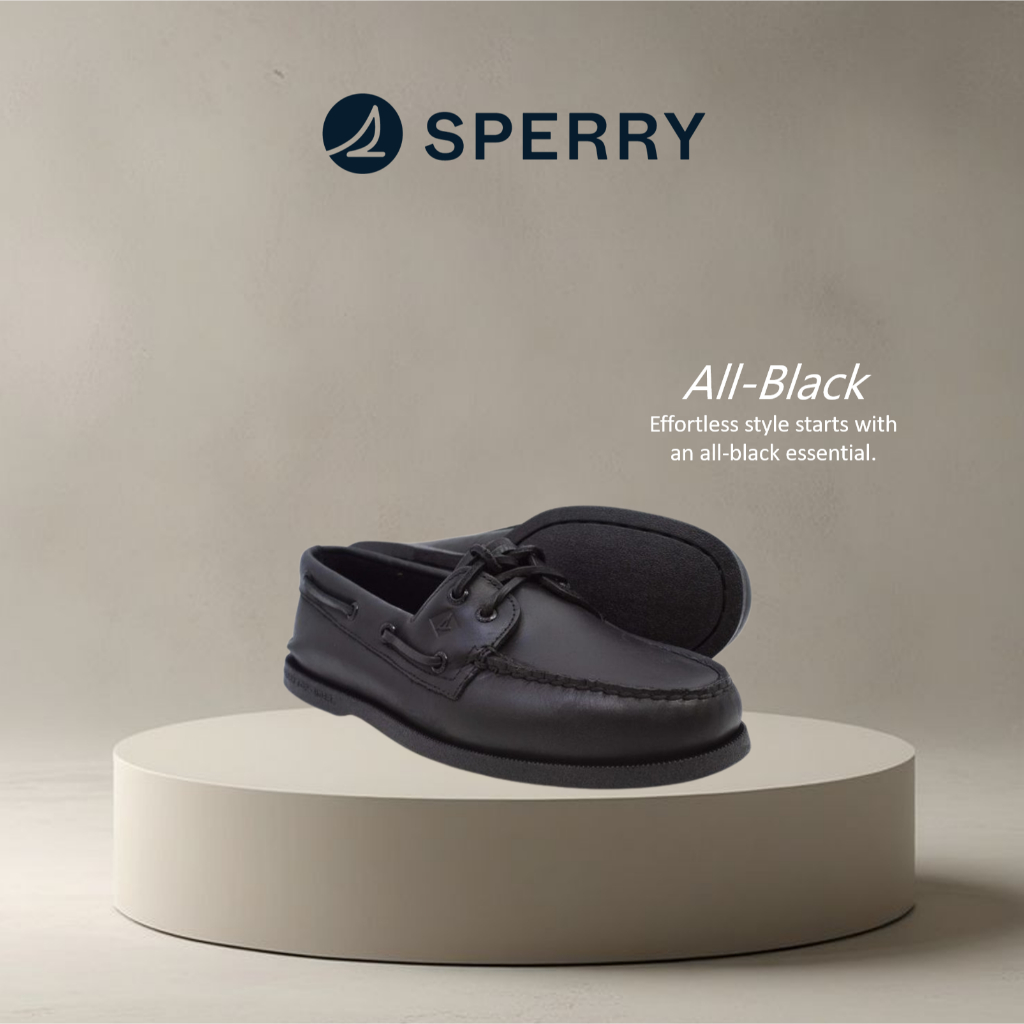 Sepatu Boatshoe Sperry Topsider All-Black Original