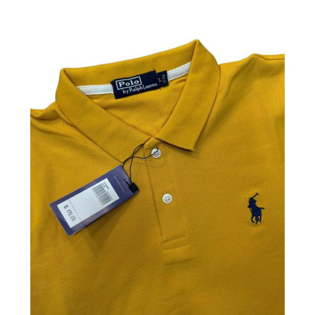 - Kaos Kerah Pria Polo Shirt Branded Kaos Polo Pria Lengan Pendek Premium Quality kuning kunyit