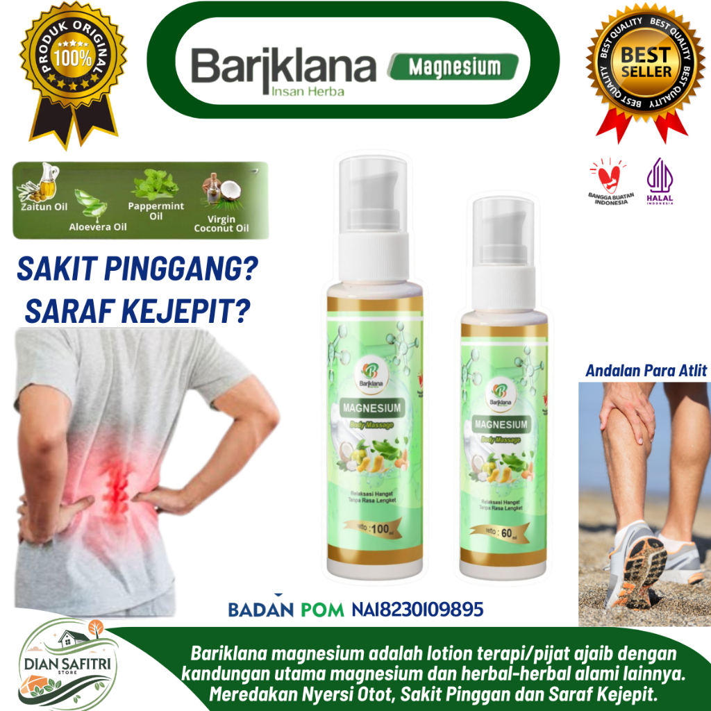 SAINS BARIKLANA MAGNESIUM 100ml Lotion Herbal Teraphy Massage For Body All In One