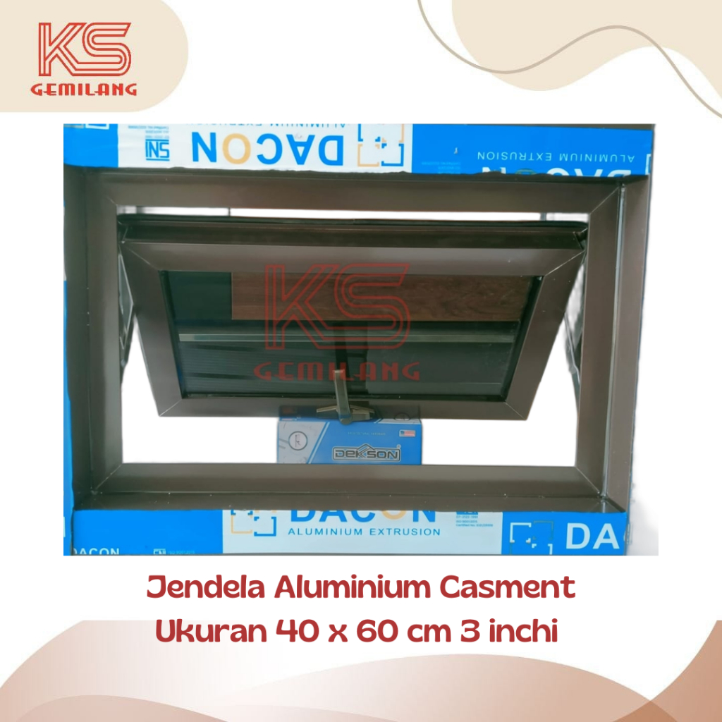 Jendela Aluminium Casment Ukuran 40 x 60 cm Kusen 3 inchi