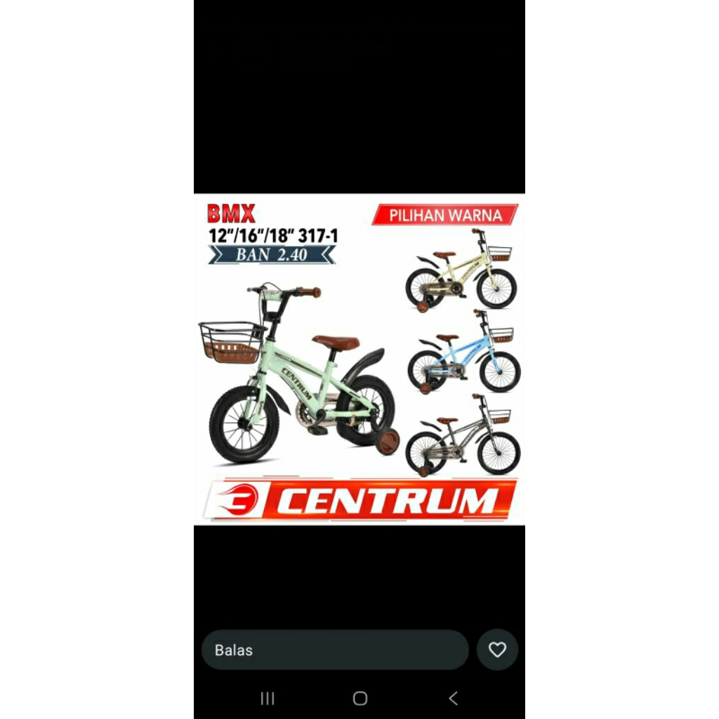 Sepeda BMX 18 inch Merk Centrum (Ban 2.40)