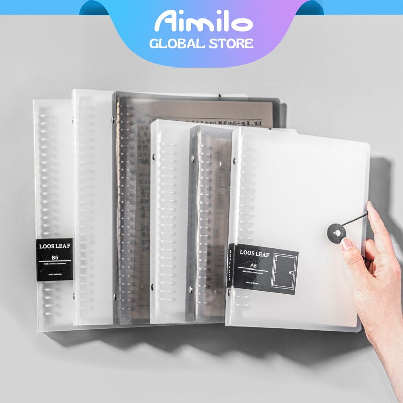 Aimilo Binder A5/B5 Buku Binder Aesthetic Transparan Hitam Putih Notebook Aesthetic Korea