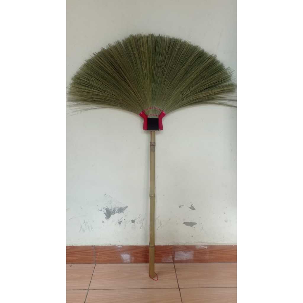 Sapu Lantai Bahan Rayung Gagang Bambu Cendani Asli ukuran JUMBO - MUNTILAN - SUPER MURAH -