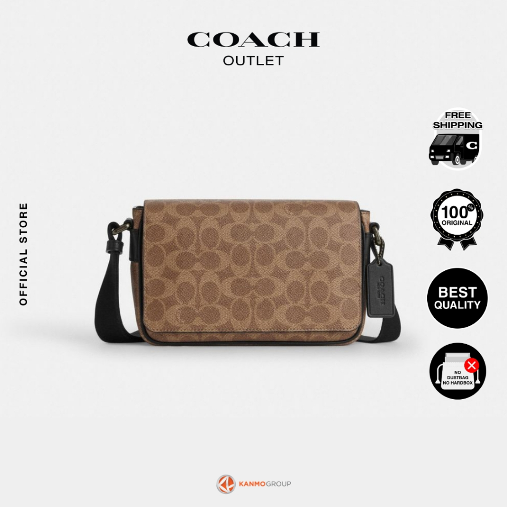 Coach Jack Small Flap Crossbody Bag In Signature Canvas - Tas Selempang Pria
