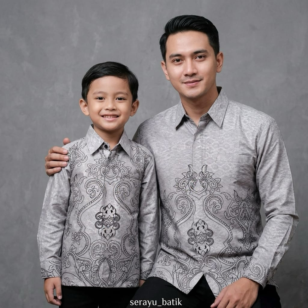 Batik Dobby Couple Bapak Dan Anak Dobby Premium Batik Pasangan Ayah Dan Anak Lengan Panjang Warna Si