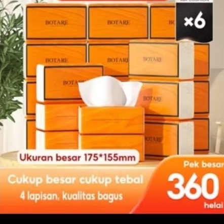 Tisu Botare 360 helai 6 pack Botare Air Cushion Tisu Muka Deluxe Lembut 4 lapisan 360