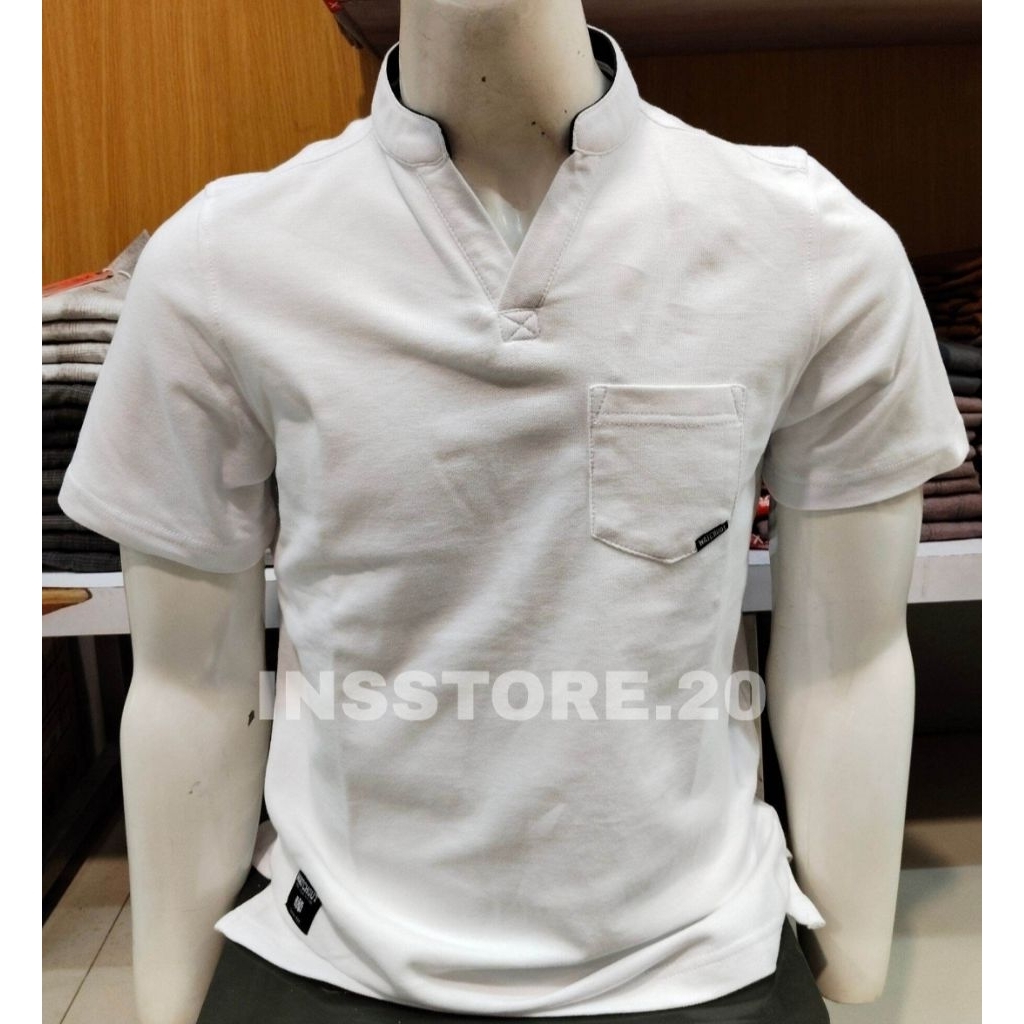 KAOS KERAH PRIA WATCHOUT JEANS ORIGINAL SLIM WARNA PUTIH LENGAN PENDEK KUALITAS PREMIUM