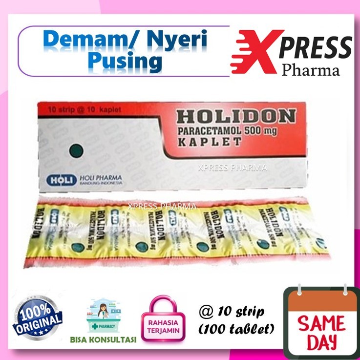 XPRESS  Holidon DUS Obat Panas Demam Nyeri Pusing Sakit Gigi Holi don Tablet kaplet Dos Paracetamol 