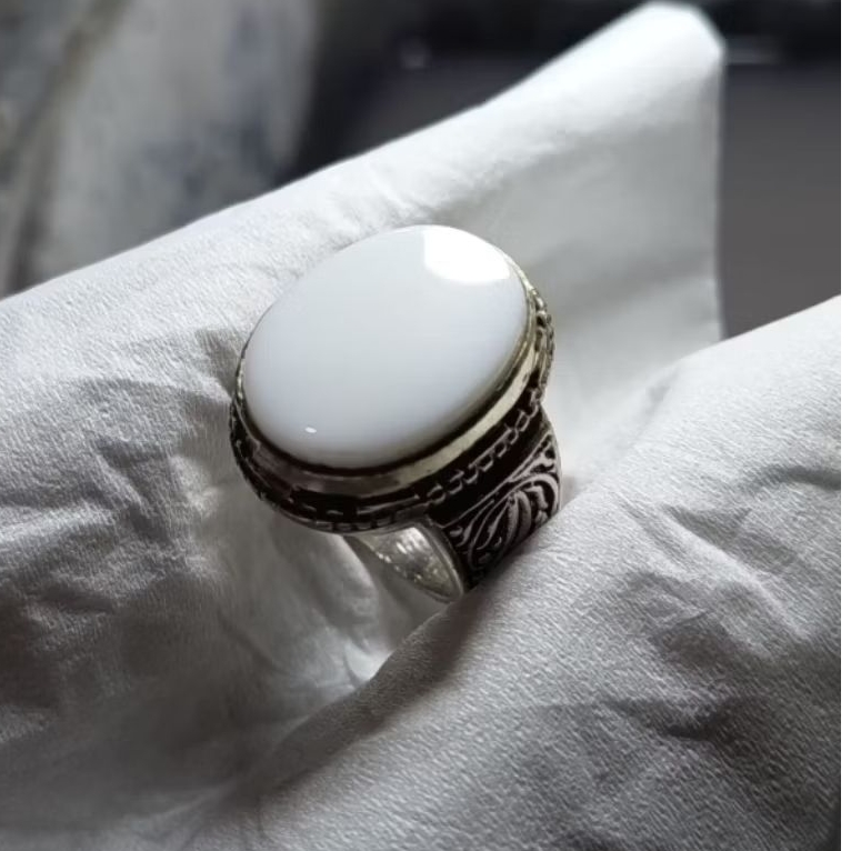 cincin Batu akik natural Yaman abyad putih asli yaman