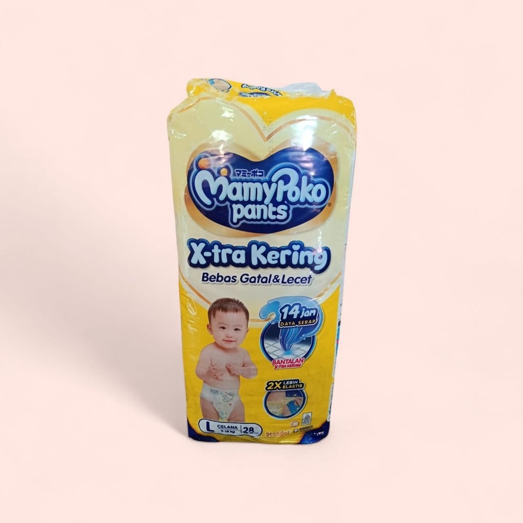 MAMYPOKO XTRA KERING, Ukuran NBs44 Perekat, Ukuran S38, M32, L28, XL26, XXL24, XXXL20+2 Celana