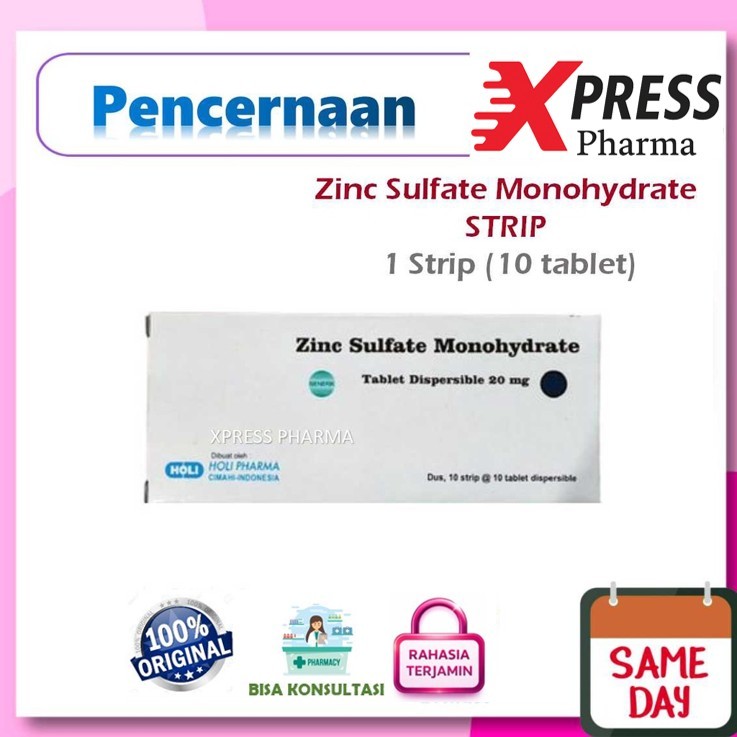 XPRESS  Zinc STRIP Obat Diare Zink Sulfate Sulfat Jing Monohydrate Monohidrate Holi Generik Tablet Z