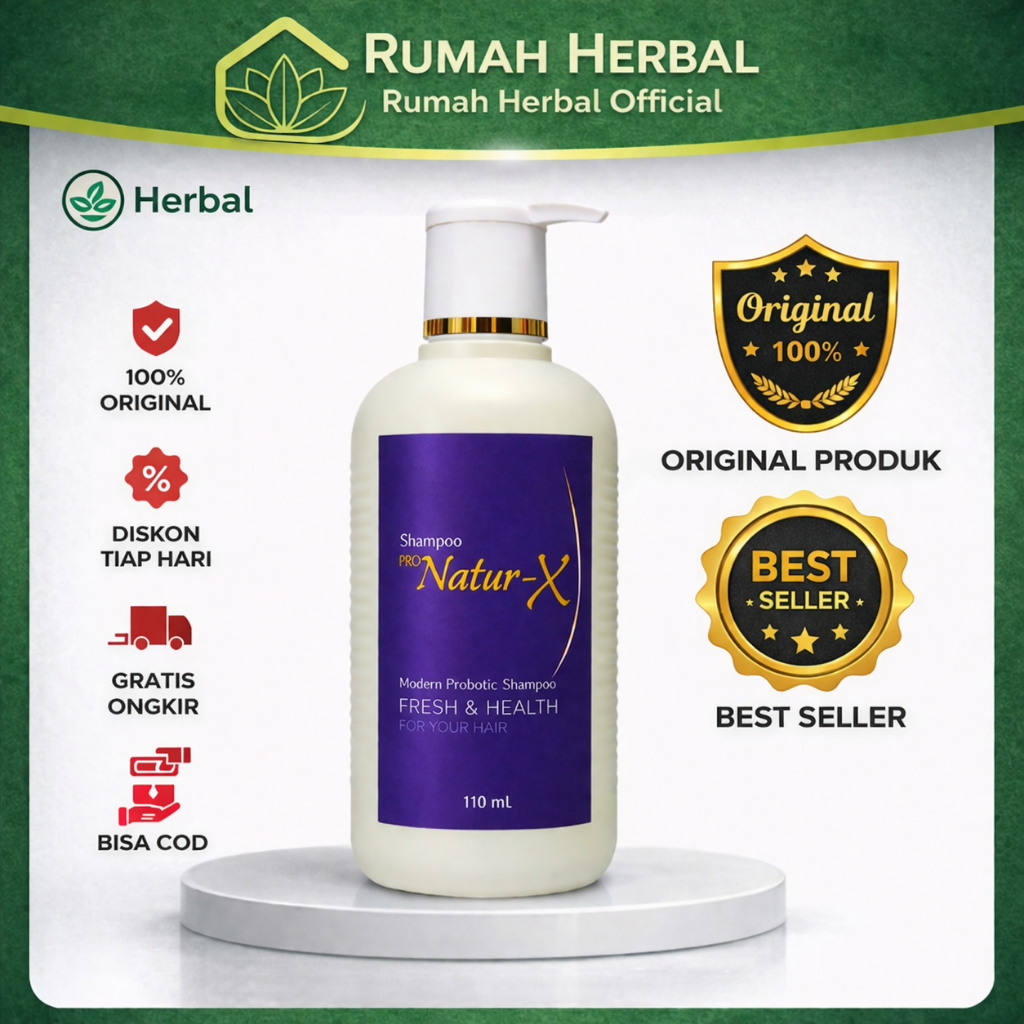 Rumah Herbal Pro Natur-X Shampoo Probiotik Anti Ketombe & Rontok | Shampoo Herbal Gatal Kulit Kepala