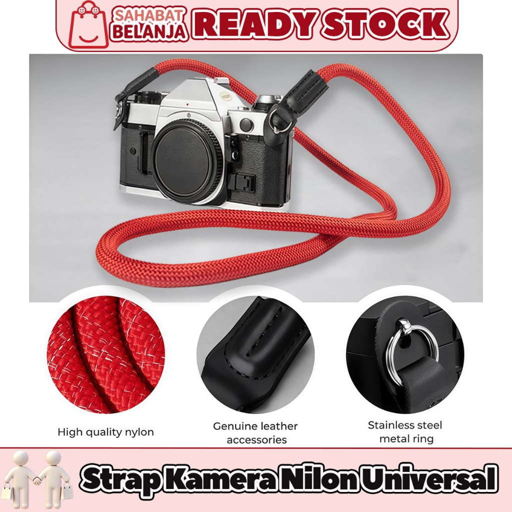 Strap Kamera Nilon Universal | Ergonomis & Lembut di Leher | Aksesoris Wajib Fotografer | Sony Canon