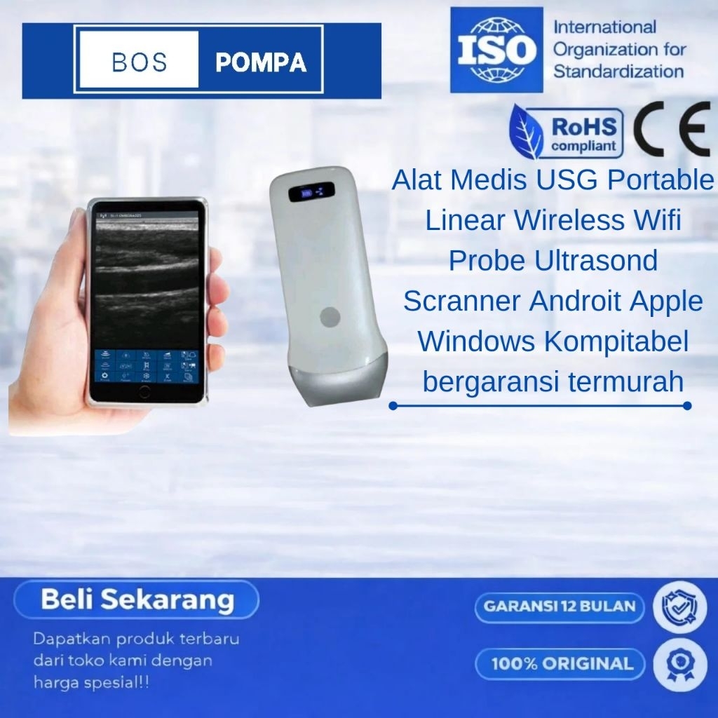 Alat Medis USG Portable Linear Wireless Wifi Probe Ultrasond Scranner Androit Apple Windows Kompitab