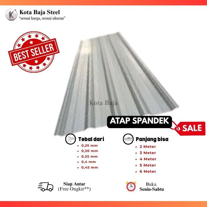 Atap Spandek zincalume Tebal 0,25mm- 0,45 mm Variasi 2m 3m 4m 5m 6m