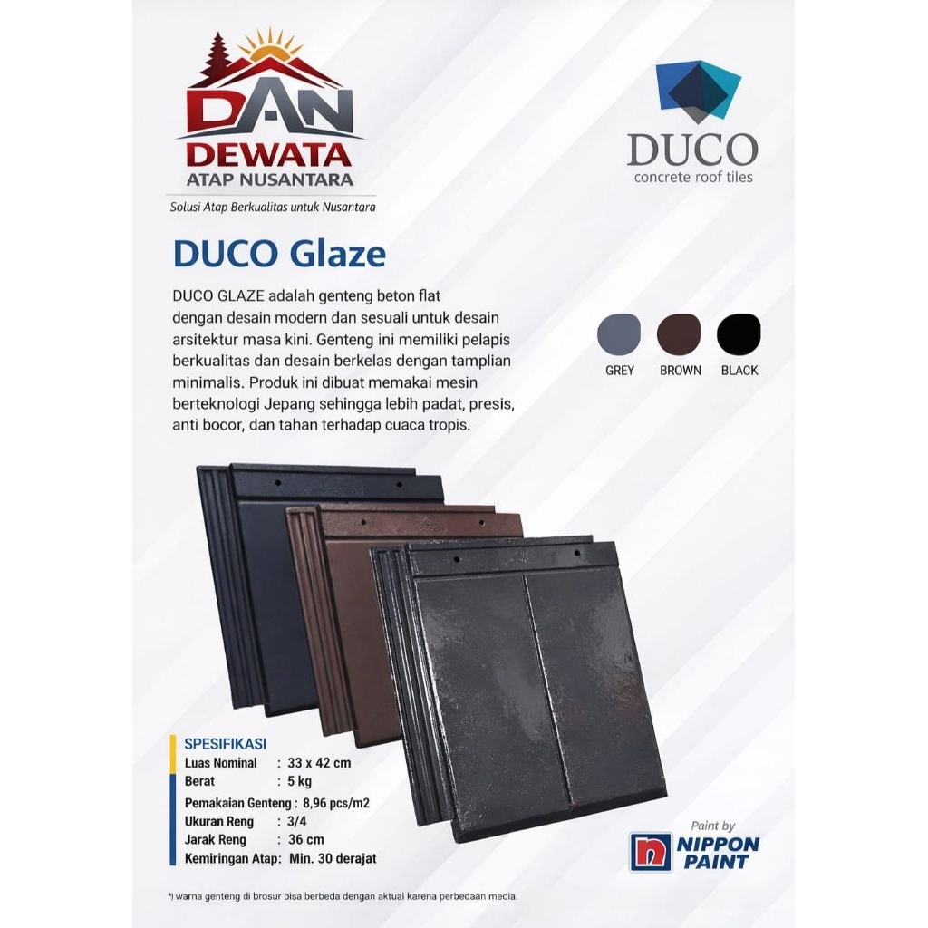 Genteng beton flat duco duo slite glaze