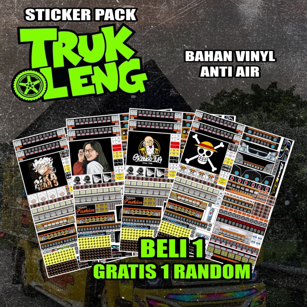 [ Beli 1 Gratis 1 ] Stiker truk Oleng Truk mainan Harga Termurah VINYL
