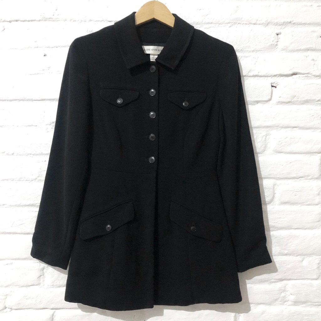 A Line Anne Klein blazer hitam size S LD 90 jas kerja outer formal bahan ceruty premi dark academia 