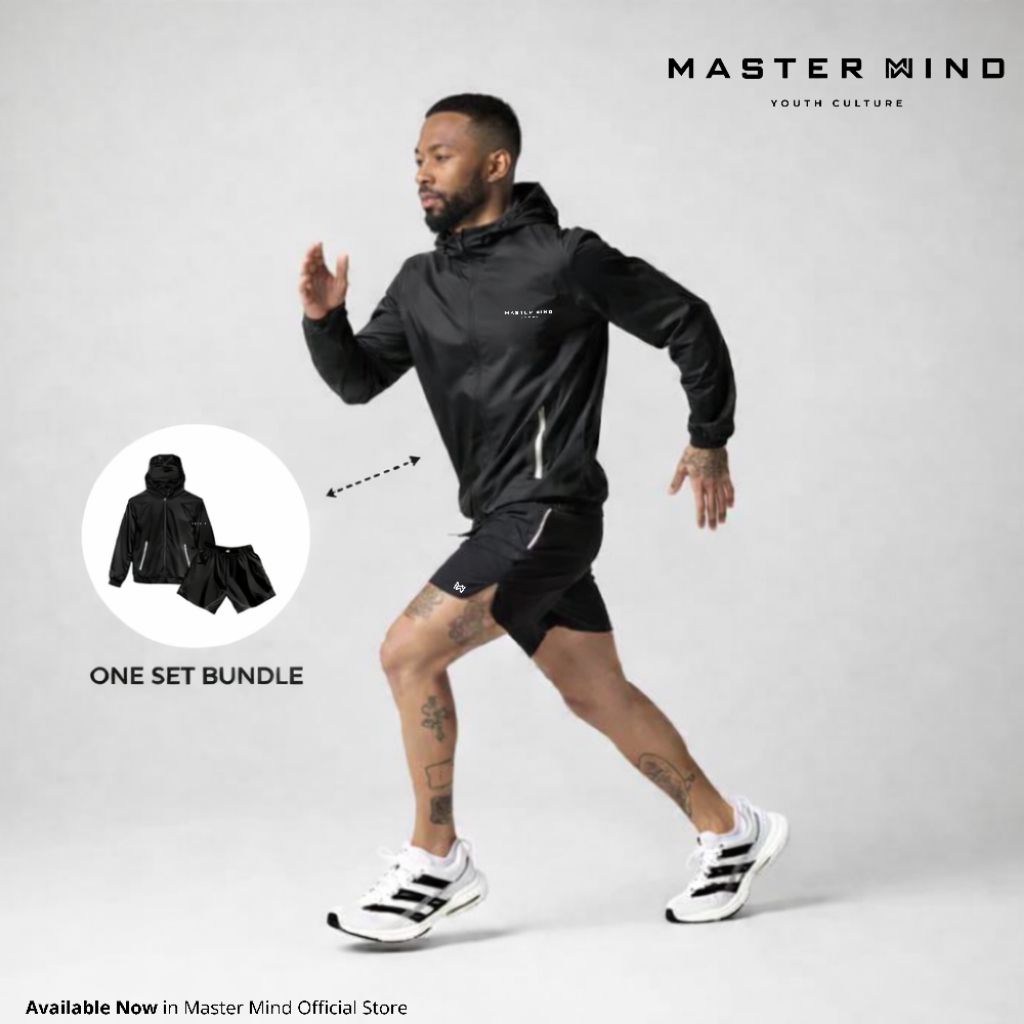 MASTER MIND - Jaket Olahraga Lari Outdoor Pria One Set Waterproof Parasut