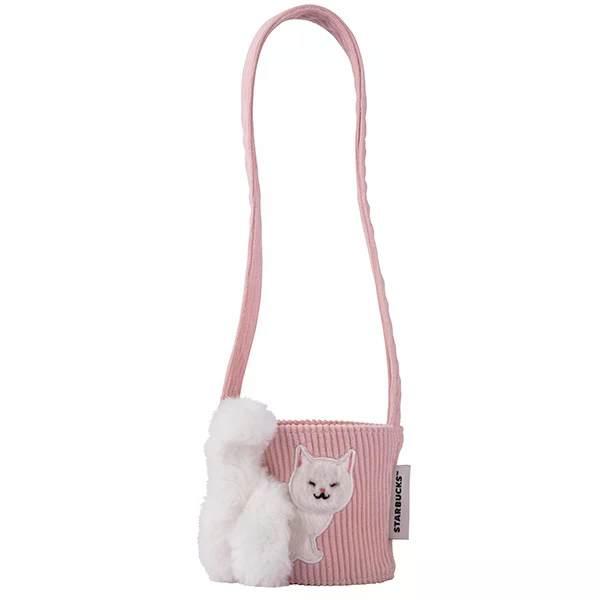 Cup Bag Starbucks Pink Cat Tail Convenient Single | Tas Minuman Cup Kopi | Tas Selempang Starbucks P