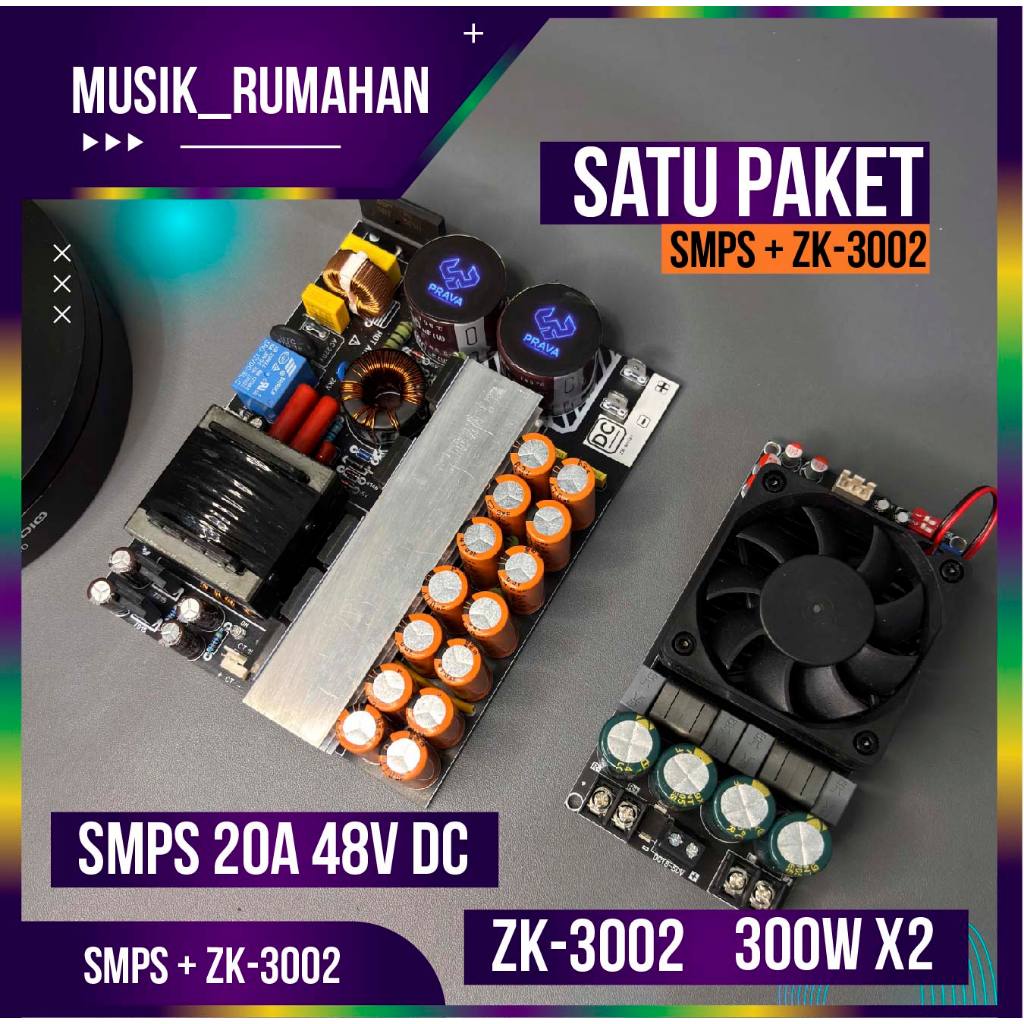 paket lengkap zk-3002 + smps 20a 48v