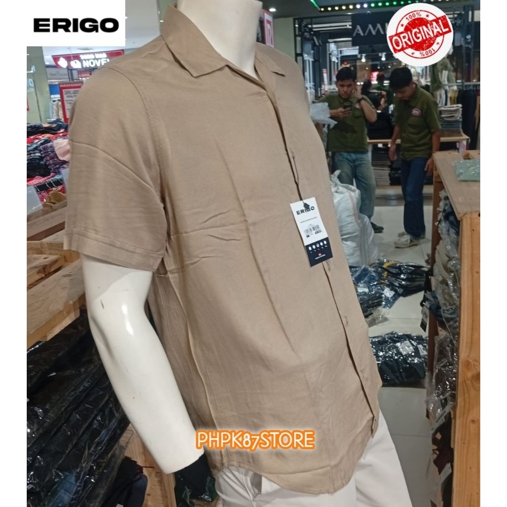 KEMEJA PENDEK PRIA POLOS PREMIUM MEREK ERIGO, KEMEJA PENDEK  ORIGINAL PRIA