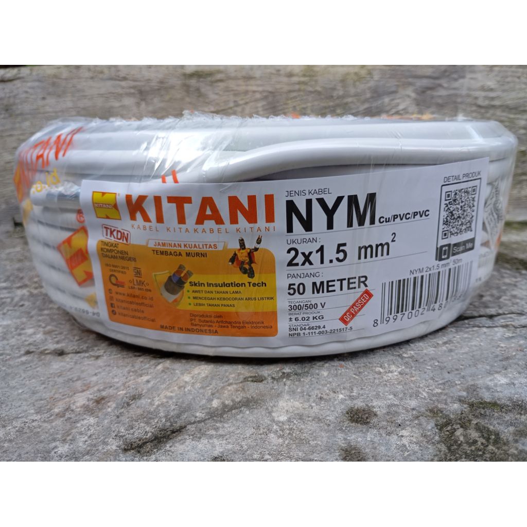 KITANI Kabel Listrik NYM 2x1.5 mm 50meter