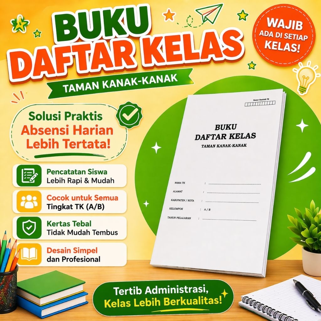 buku daftar kelas tk / buku sekolah / buku tk / buku absen