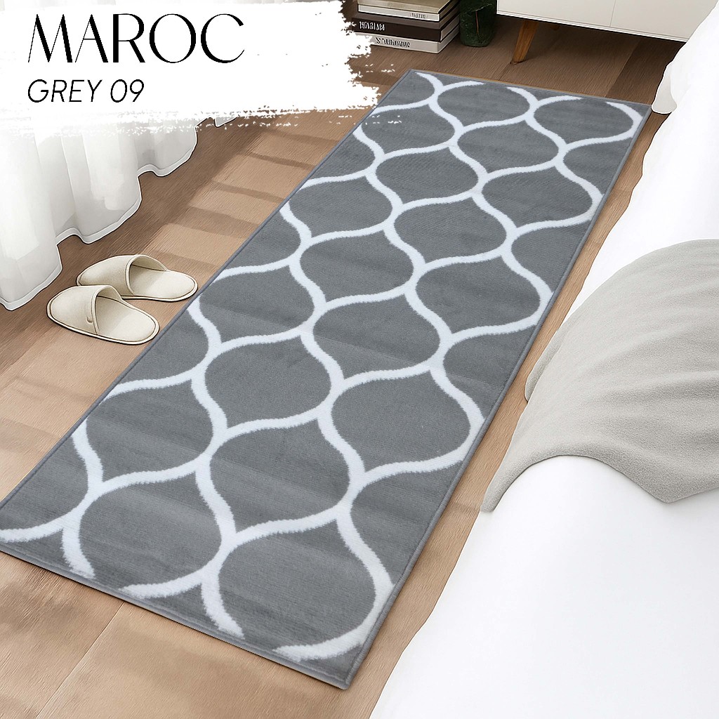 MAROC Karpet 80X200 GREY 09, Karpet Lantai, Karpet Bawah Meja,Karpet Bawah Kasur