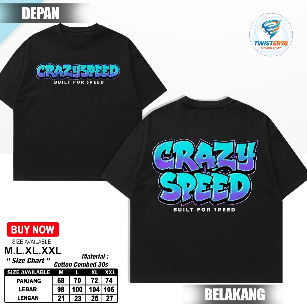 Kaos Distro Dewasa motif [CRAZY SPEED] kaos laki-laki dewasa Keren Murah Tshirt Atasan Dewasa kekini