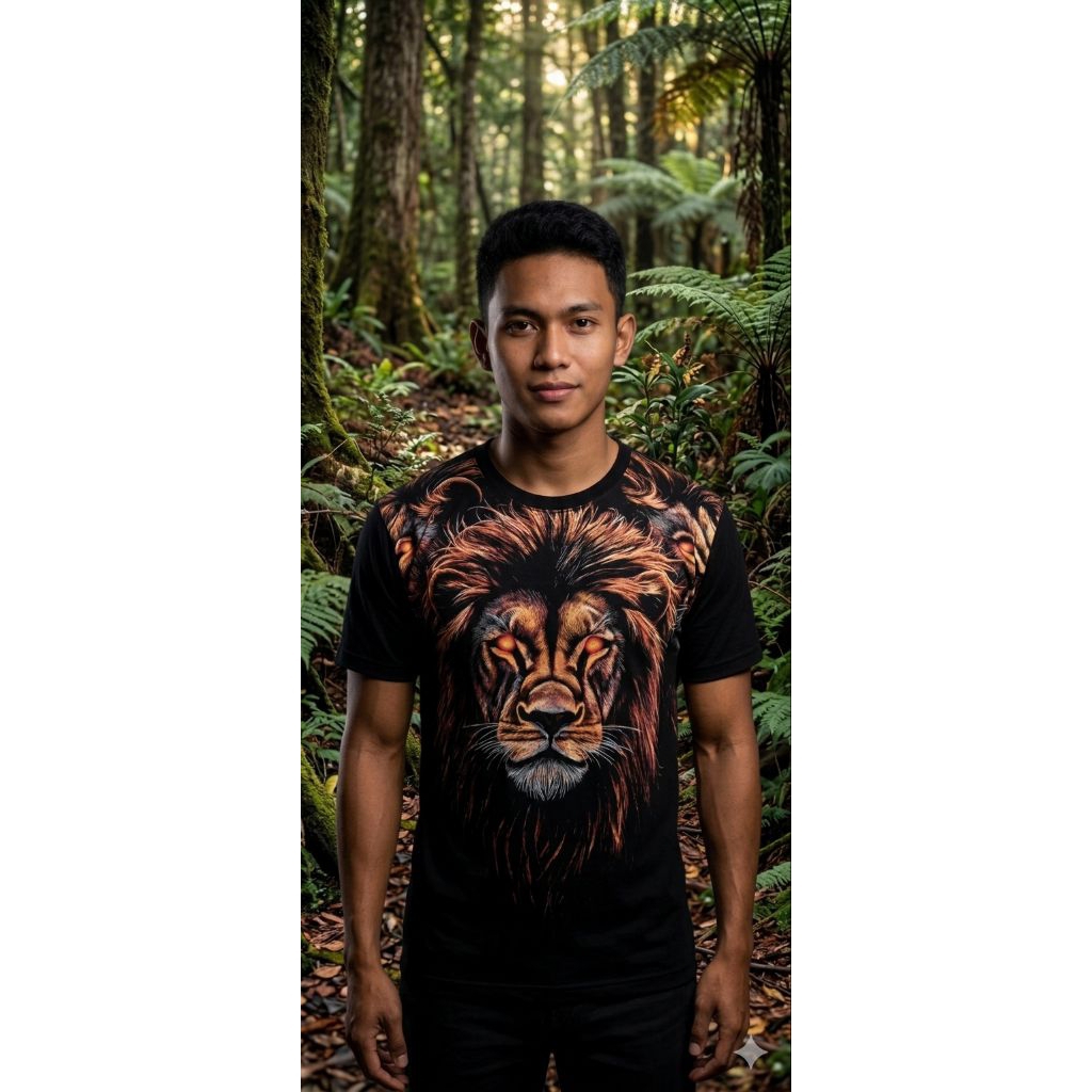 Baju Kaos T-shirt Pria Distro Lengan Pendek Sablon Hewan Warna Hitam