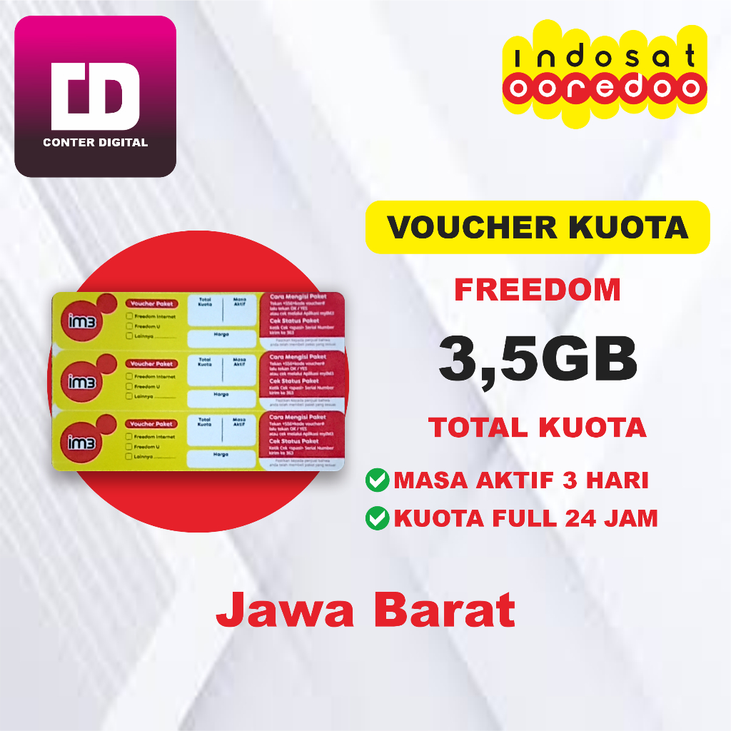 Voucher Kuota Indosat 3,5GB 3 Hari Full 24 Jam Paket Internet Indosat Ooredoo Murah
