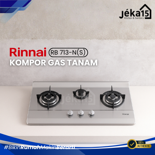 JEKA15 - KOMPOR TANAM | KOMPOR KACA | RINNAI RB 713 N(S) 3 TUNGKU
