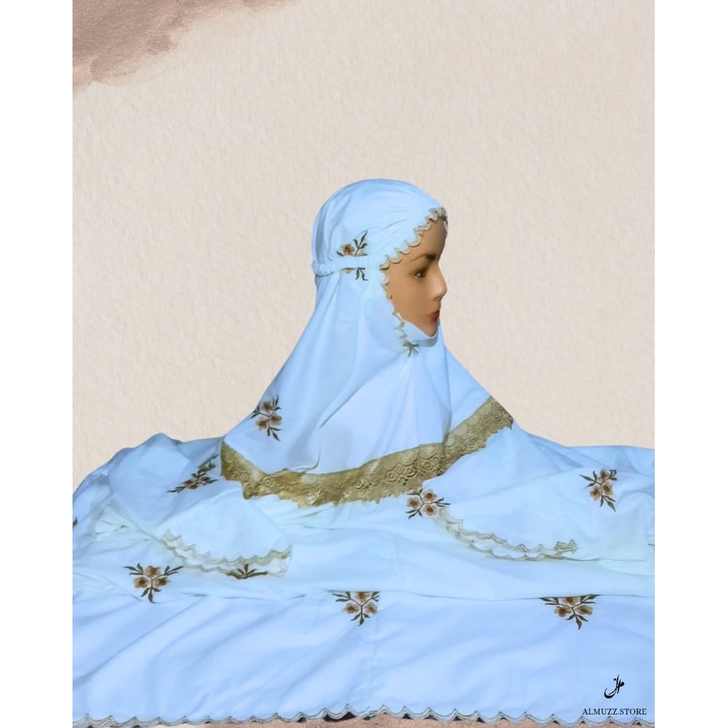 Mukena Terusan Dewasa Bordir Bunga Daun