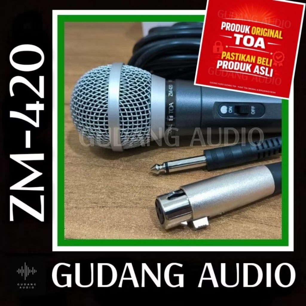 DYNAMIC MICROPHONE TOA ZM-420 ZM 420 MIC MIKROFON KABEL TOA ORIGINAL