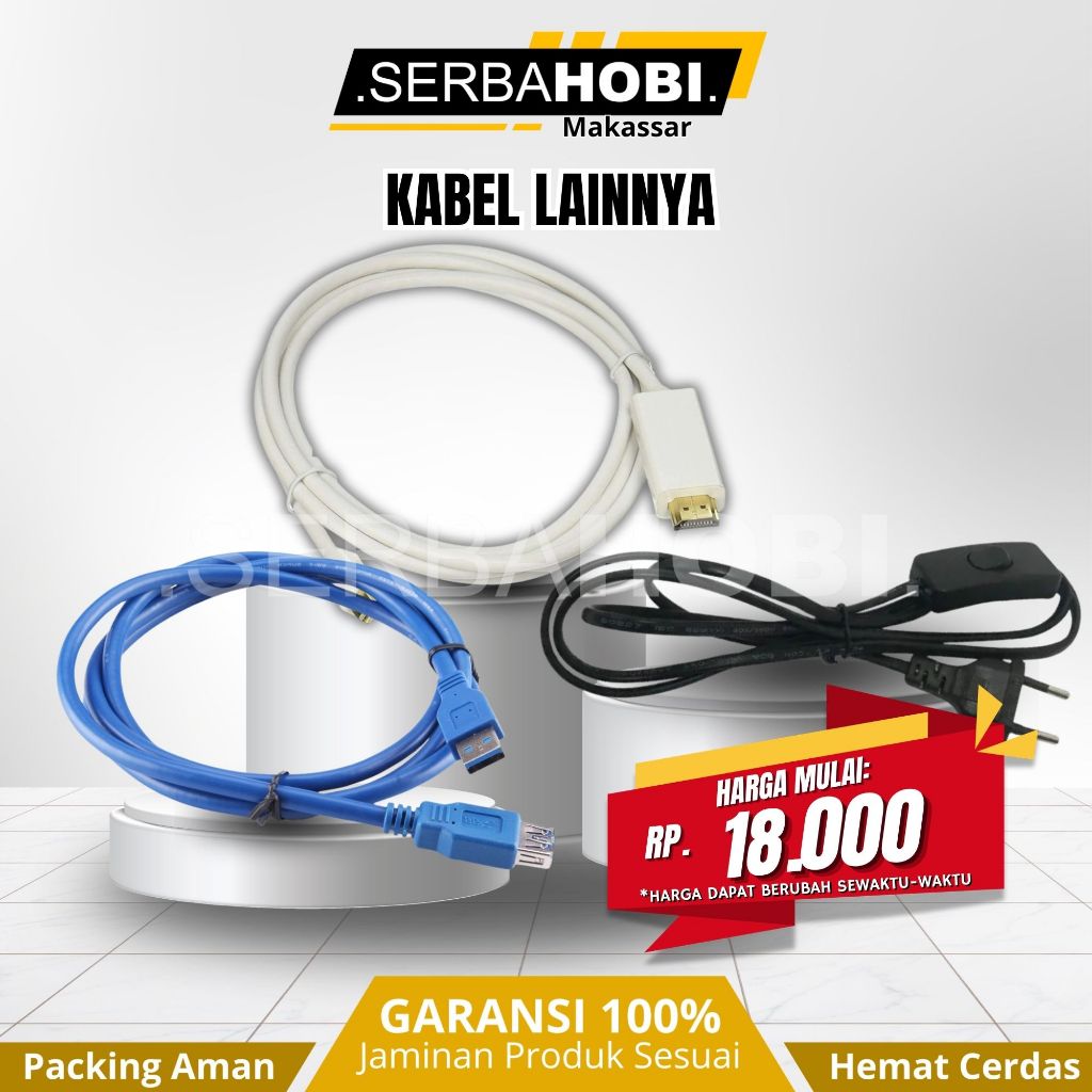 Kabel Dimmer 2 Meter - Kabel dengan saklar untuk sambungan lampu - Kabel Adapter Mini Displayport ke