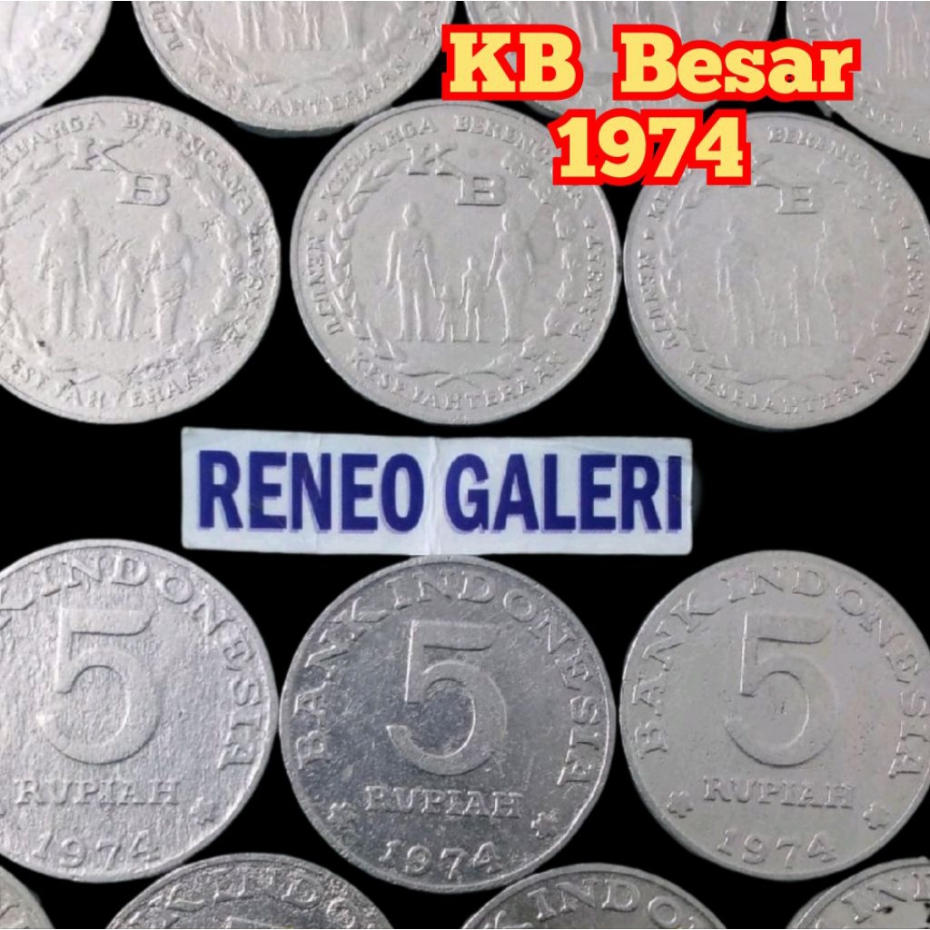 VF cuci Koin 5 Rupiah Tahun 1974 KB besar Keluarga berencana Uang Kuno logam Indonesia Rp
