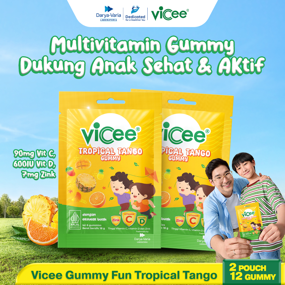 [Baru] Vicee Gummy Twinpack - Tropical Tango 2 Sachet - Permen lunak dengan kandungan Vitamin C, Vit