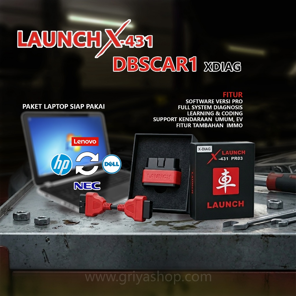 Paket Scanner mobil Launch X431 PRO3 Dbscar 1 dengan Laptop siap pakai