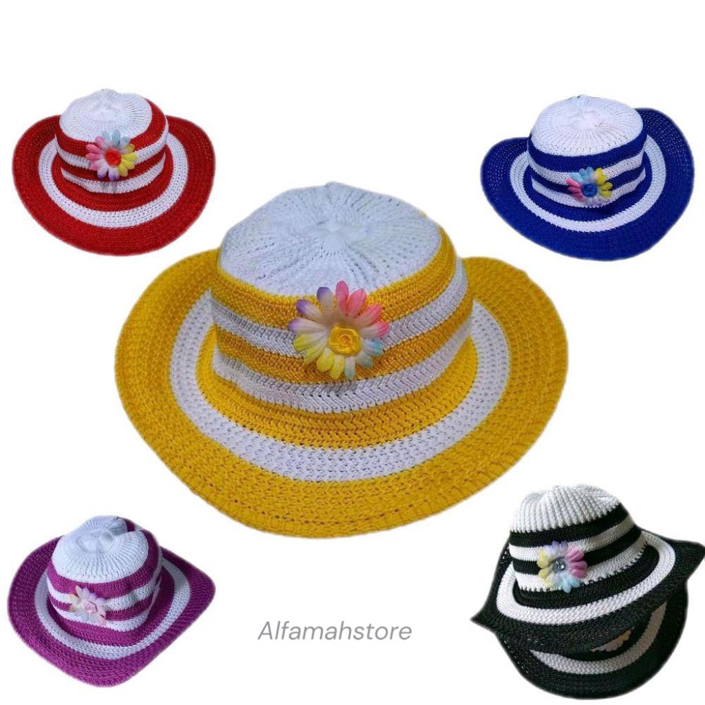 TOPI PANTAI BAHAN RAJUT/TOPI KAMELIA ANAK PEREMPUAN USIA 1_5 TAHUN