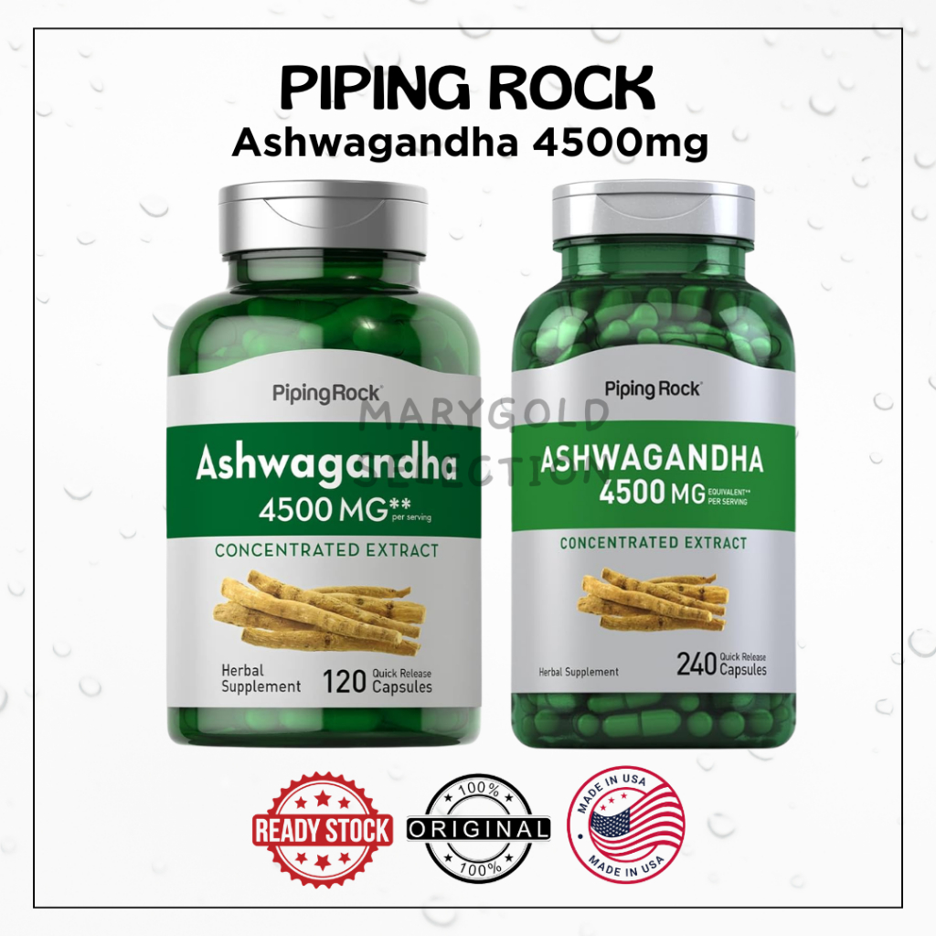 Piping Rock Ashwagandha 4500 mg 120 240 kapsul Herbal antioksidan black pepper extract relax stress