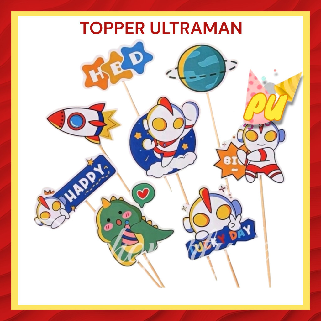 Topper ULTRAMAN Kertas / Topper Cake Kue Ulang Tahun Ultraman