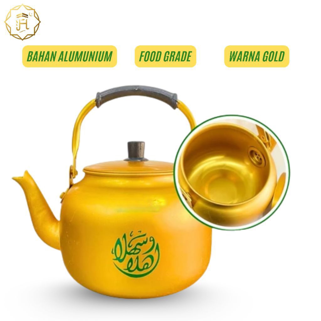 Teko Arab Emas RRT Dubai 2L | Cerek Air Zam Zam Aesthetic | Oleh Oleh Haji Umroh