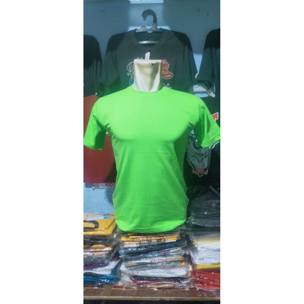 Kaos polos hijau stabilo
