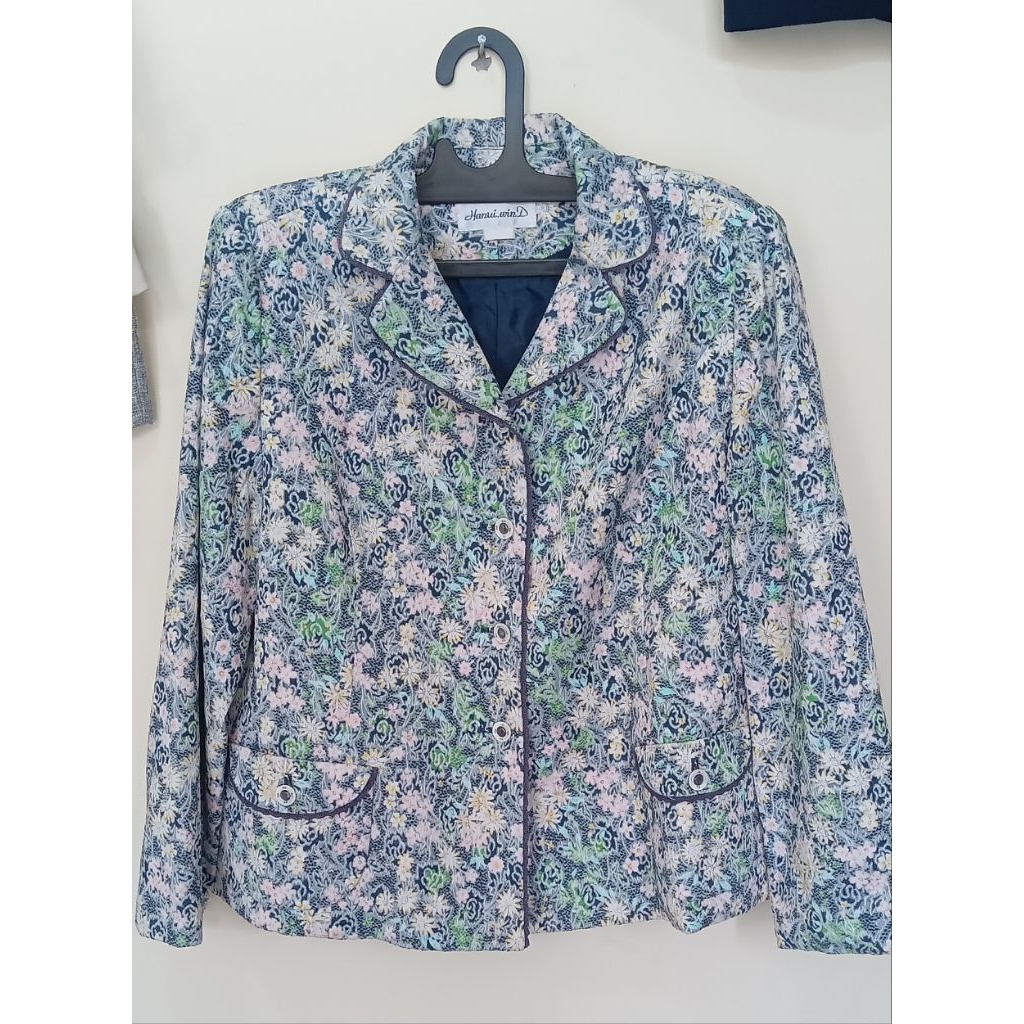 Blazer Wanita Motif Bunga Full Print Outer Casual
