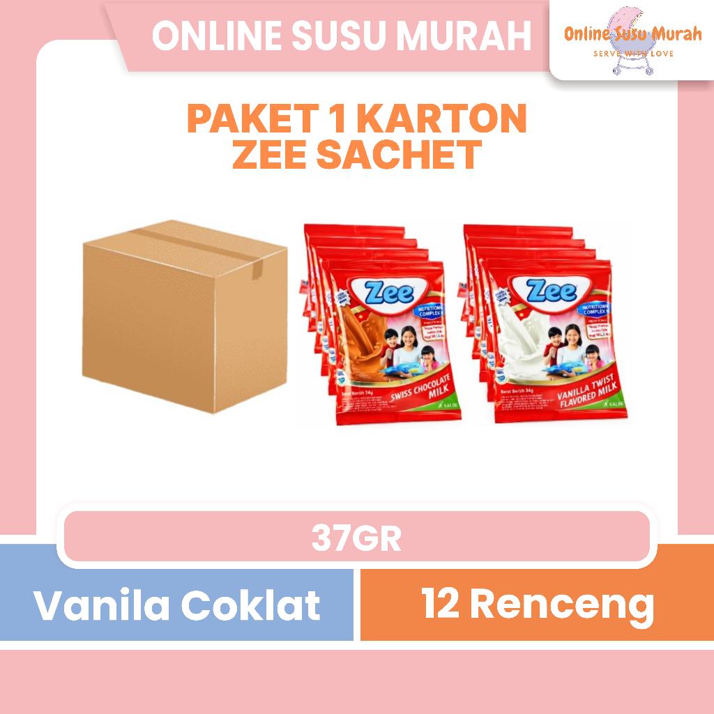 ZEE SACHET 37 GR PAKET 1 KARTON VANILA COKLAT ISI 12 RENCENG X 10 SACHET @37GR SSSC
