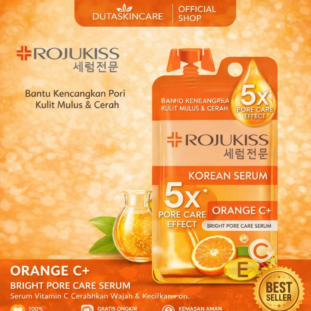 Rojukiss Serum Orange C+ 8ml Original BPOM | Serum Wajah Cerah Pori Kecil Anti Kusam