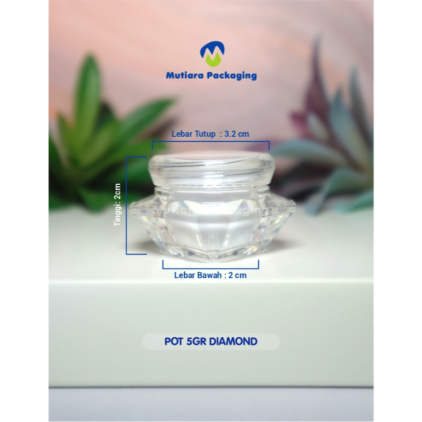 DISKON !! POT CREAM AKRILIK DIAMOND 5GR / POT DIAMOND 5GR - POT UKURAN 5GR / POT AKRILIK 5GR