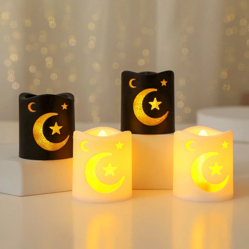4PCS LED Candlestick Lampu Dekorasi / Lilin / Candlestick / Bintang Bulan Kastil Lampu Angin Dekoras