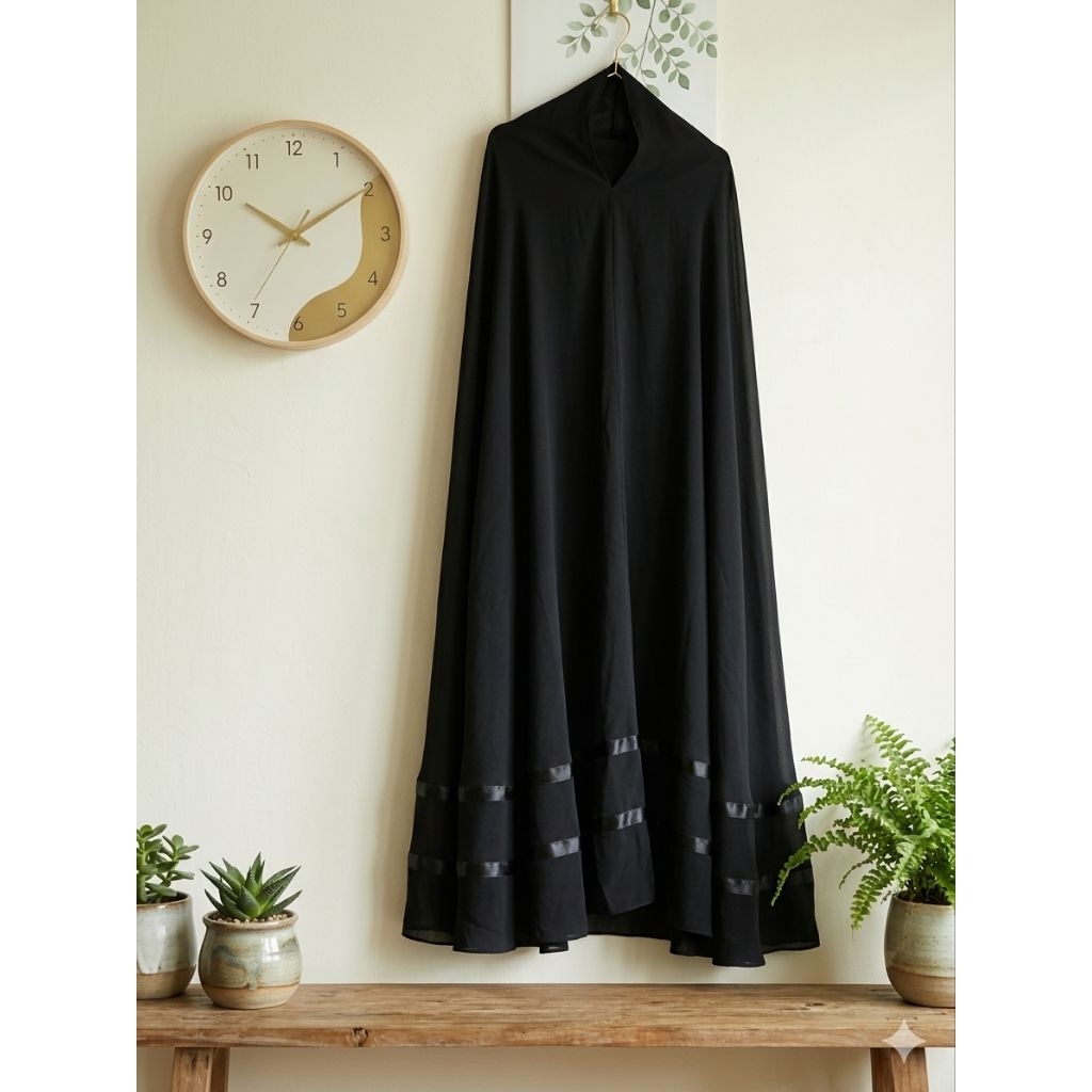 preloved Khimar jumbo boltang merek taqwawear jetblack